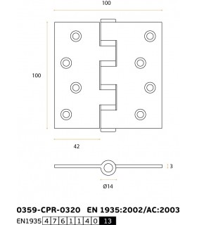 Paumelle 100X100 en inox inifugé sur roulement à billes angles vifsifs