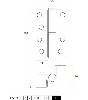Charnière déportée 100x63 en inox
