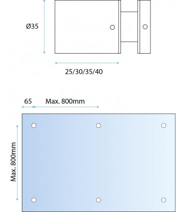 Entretoise diamètre 35 mm inox brossé