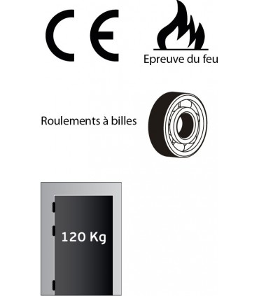 Paumelle de sécurité 125X80 en inox inifugé sur roulement à billes angles vifs