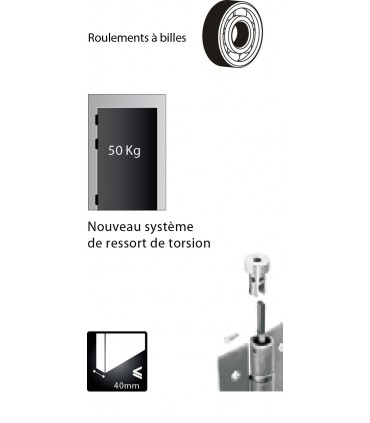 Charnière inox pour porte va et vient sur 2 roulements a billes