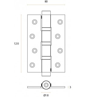 Charnière simple action en inox sur 3 roulements a billes