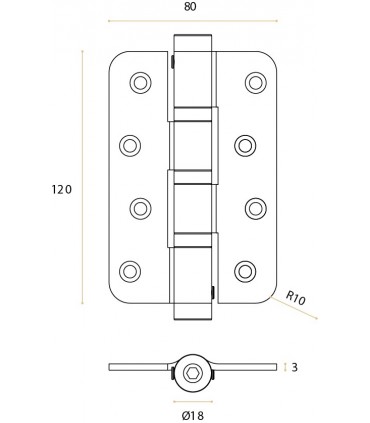 Charnière simple action en inox sur 3 roulements a billes