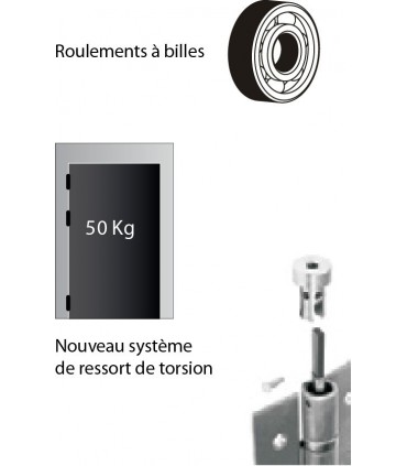 Charnière simple action en inox sur 5 roulements a billes