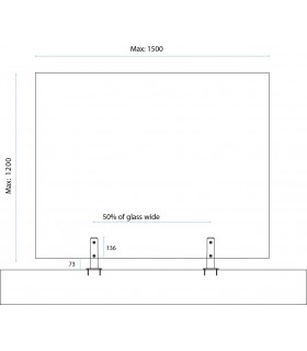 Pince à verre ht.209 mm sur embase en inox pour garde corps de terrasse et piscine