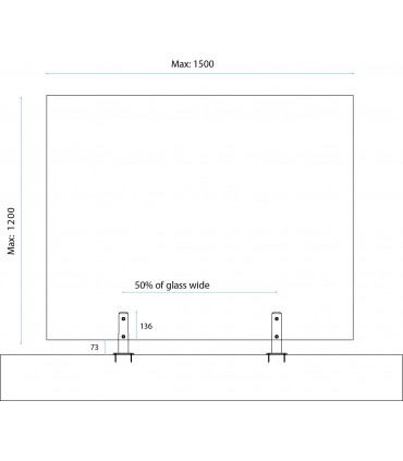 Pince à verre ht.209 mm sur embase en inox pour garde corps de terrasse et piscine