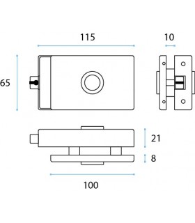 Petite serrure bec de cane à pêne magnétique pour portillon en verre