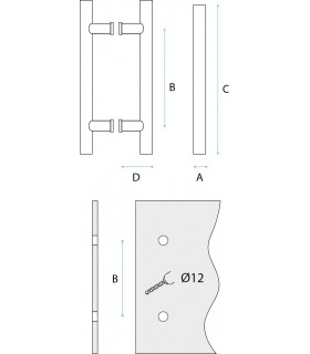 Poignée bâton maréchal entraxe 300 mm Poignée bâton maréchal entraxe 300 mm