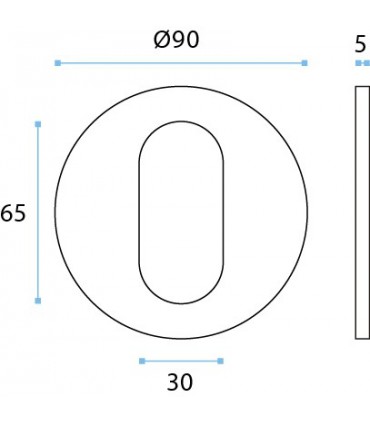 Poignée inox Ø 90 mm à coller sur porte coulissante en verre