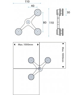 Spider 3 branches inox brossé Spider 3 branches inox brossé