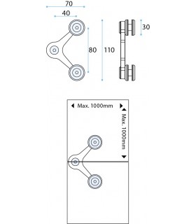 Spider 2 branches inox brossé Spider 2 branches inox brossé