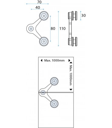 Spider 2 branches inox brossé