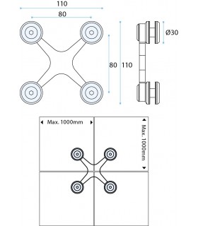 Spider 4 branches verre / verre Spider 4 branches verre / verre