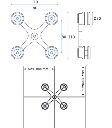 Spider 4 branches inox brossé