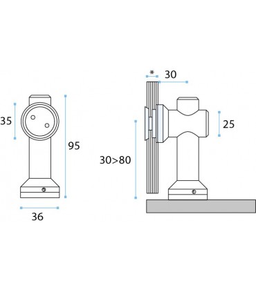 Fixation mur / verre