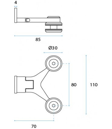 Spider charniére 2 branches inox brossé