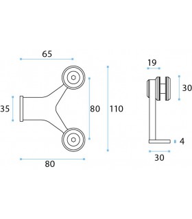 Spider 2 branches mur / verre inox brossé Spider 2 branches mur / verre inox brossé