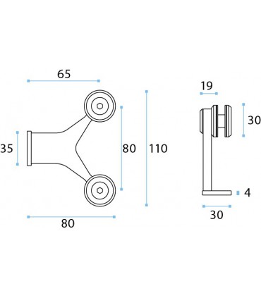 Spider 2 branches mur / verre inox brossé