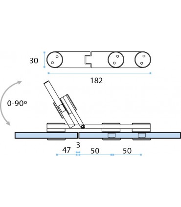 Charnière inox verre / verre