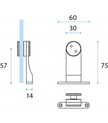 Support de fixation en inox pour volume en verre