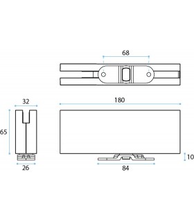 Kit penture plate pour porte double action en verre poids maxi 50 kg Kit penture plate pour porte double action en verre poids maxi 50 kg