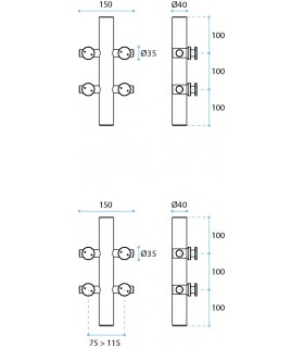 Kit penture design pour porte double action en verre poids maxi 200 kg Kit penture design pour porte double action en verre poids maxi 200 kg