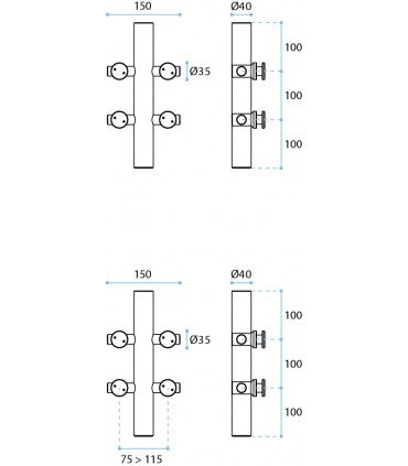 Kit penture design pour porte double action en verre poids maxi 200 kg