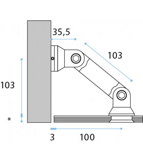 Raccord pour la fixation d'un volume en verre contre un mur