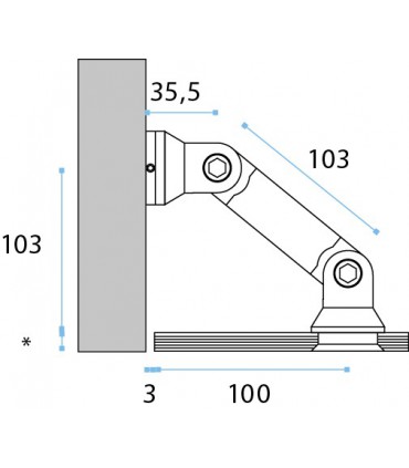 Raccord pour la fixation d'un volume en verre contre un mur