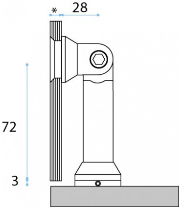 Raccord pour la fixation d'un volume en verre contre un mur