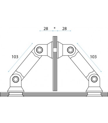 Raccord entre deux volumes en verre à 90°