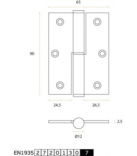 Paumelle 90 x 65 en inox angles vifs