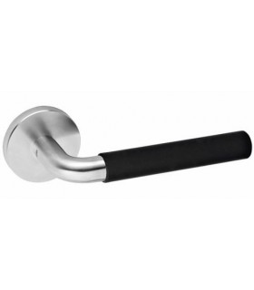 Paire de poignée béquille tubulaire coudée inox et téflon noir