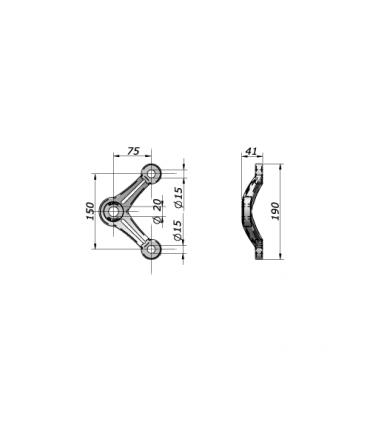 Spider inox deux branches Astra 2 entraxe 150 mm