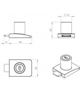 Serrure de vitrine à coller pour porte de vitrine en verre Serrure de vitrine à coller pour porte de vitrine en verre