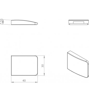 Gâche à coller pour double porte de vitrine en verre