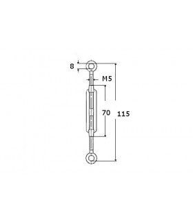 Tendeur oeil double en inox aisi 316 sur tige M5  