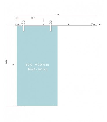 Kit Charriot System pour porte coulissante en verre
