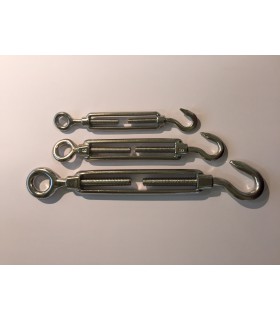 Tendeur oeil crochet  en inox aisi 316 sur tige filetée