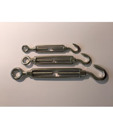 Tendeur oeil crochet  en inox aisi 316 sur tige filetée