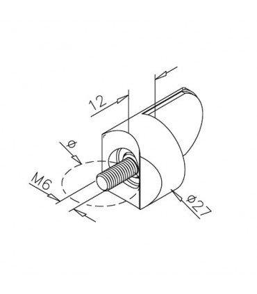 Butée d'arrêt de porte de vitrine basculante en verre