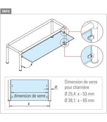 Butée d'arrêt de porte de vitrine basculante en verre