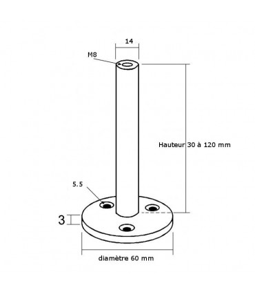 Pied support pour pince à verre