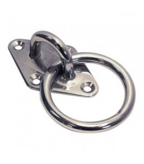 Pontet inox sur platine losange avec anneau mobile Pontet inox sur platine losange avec anneau mobile