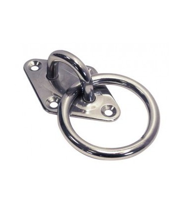 Pontet inox sur platine losange avec anneau mobile