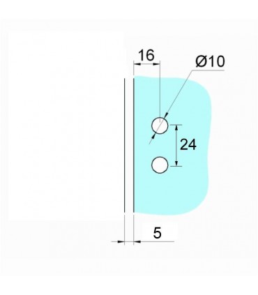 Charnière pour porte de vitrine en verre montage verre sur bois