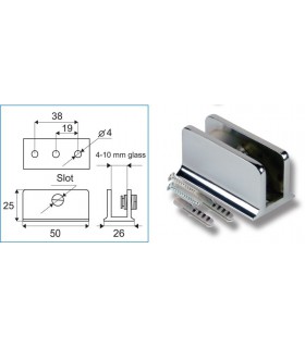 Support rectangulaire pour verre d'épaisseur 4 à 10 mm Support rectangulaire pour verre d'épaisseur 4 à 10 mm