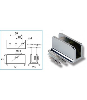 Support rectangulaire pour verre d'épaisseur 4 à 10 mm