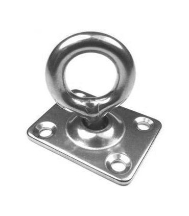 Pontet inox sur platine rectangle avec anneau mobile