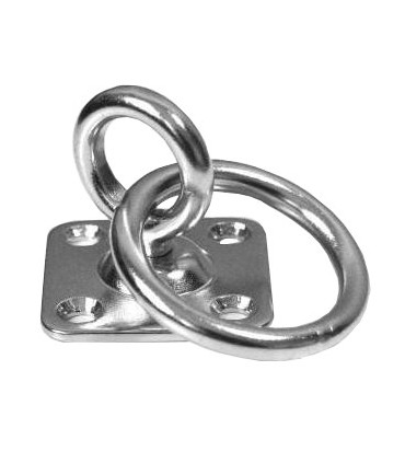 Pontet inox sur platine rectangle avec anneau mobile et anneau soudé